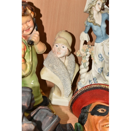 361 - A COLLECTION OF ORNAMENTS, comprising an Old Tupton Ware figurine 'The Poppy Girl', two chalkware wa... 