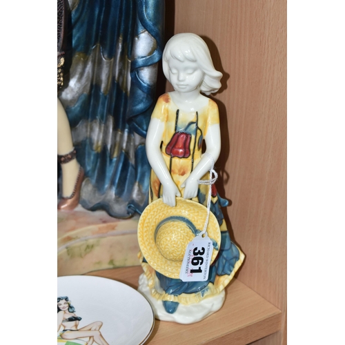 361 - A COLLECTION OF ORNAMENTS, comprising an Old Tupton Ware figurine 'The Poppy Girl', two chalkware wa... 