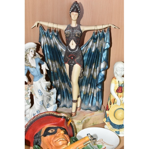 361 - A COLLECTION OF ORNAMENTS, comprising an Old Tupton Ware figurine 'The Poppy Girl', two chalkware wa... 