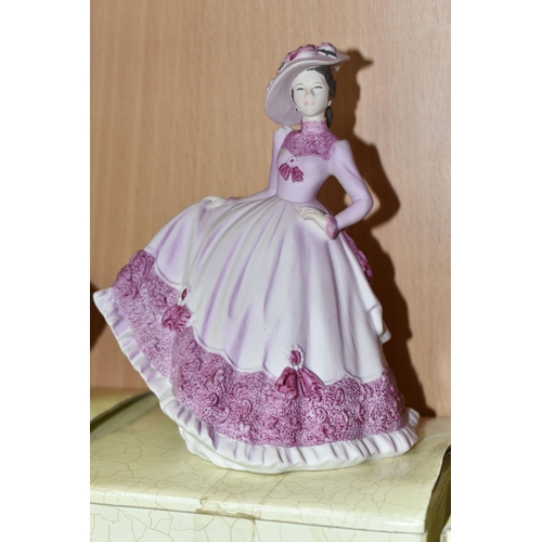 381 - SEVEN COALPORT FIGURINES, comprising limited edition Ladies of Fashion 'Joanne' Figurine of the Year... 