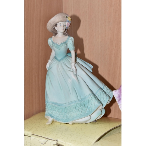 381 - SEVEN COALPORT FIGURINES, comprising limited edition Ladies of Fashion 'Joanne' Figurine of the Year... 