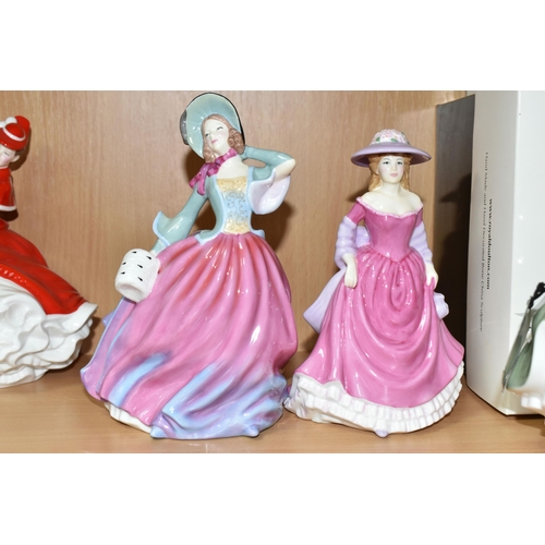 382 - NINE ROYAL DOULTON FIGURINES, comprising Pretty Ladies: Best of the Classics Amy HN4782 - Figure of ... 