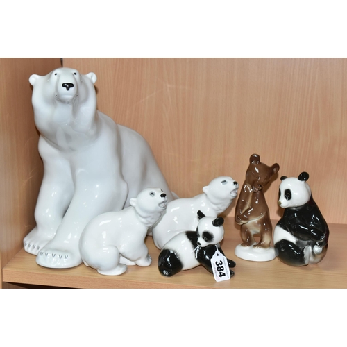 384 - A GROUP OF LOMONOSOV POLAR BEARS AND OTHER ANIMALS, comprising a large Polar Bear, height 27cm x len... 