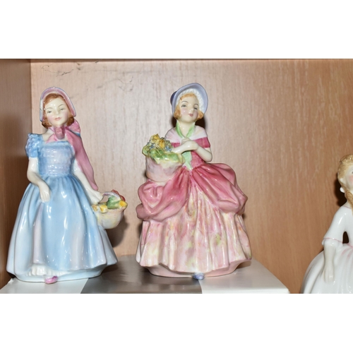 391 - TEN ROYAL WORCESTER AND ROYAL DOULTON FIGURINES, comprising Royal Worcester Les Petites: 'Christina'... 