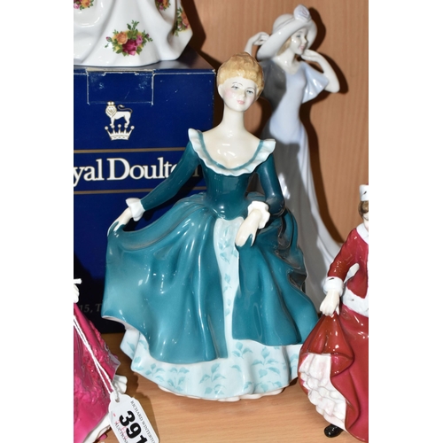 391 - TEN ROYAL WORCESTER AND ROYAL DOULTON FIGURINES, comprising Royal Worcester Les Petites: 'Christina'... 