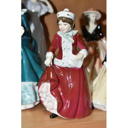 391 - TEN ROYAL WORCESTER AND ROYAL DOULTON FIGURINES, comprising Royal Worcester Les Petites: 'Christina'... 