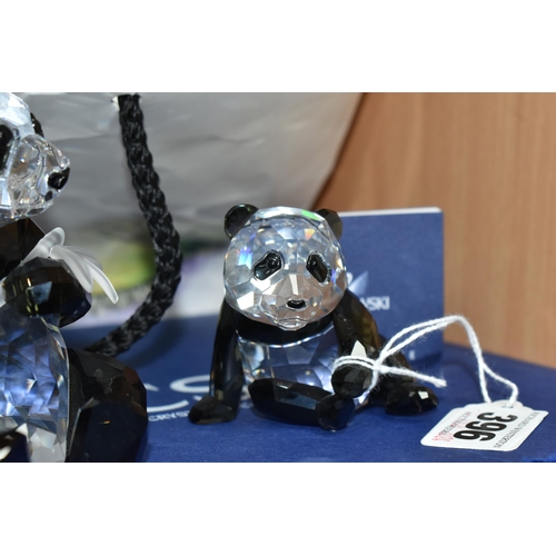 396 - FOUR BOXED SWAROVSKI CRYSTAL PANDA SCULPTURES, comprising  2008 Annual Edition Pandas - Panda Mother... 