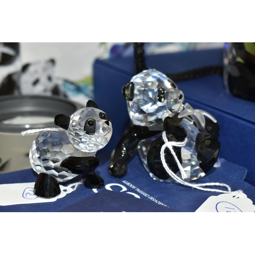 396 - FOUR BOXED SWAROVSKI CRYSTAL PANDA SCULPTURES, comprising  2008 Annual Edition Pandas - Panda Mother... 