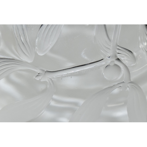 400 - TWO LALIQUE GUI MISTLETOE PLATES, with moulded frosted Mistletoe design, signed 'Lalique France', di... 