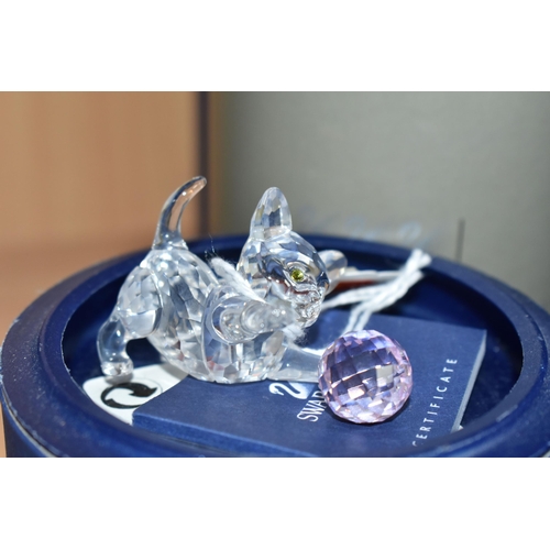 408 - EIGHT BOXED SWAROVSKI CRYSTAL CATS AND DOG FIGURINES, comprising Dalmatian Mother 628948 from the pe... 