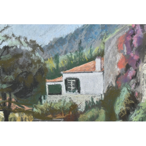 421 - GRACE McDONALD (20TH CENTURY) 'MADERIA VILLAS II', a view of a Portuguese village, initialled and da... 