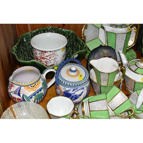 429 - A GROUP OF ROYAL STAFFORD TEAWARE AND POOLE POTTERY, a green, white and gilt art deco design Royal S... 