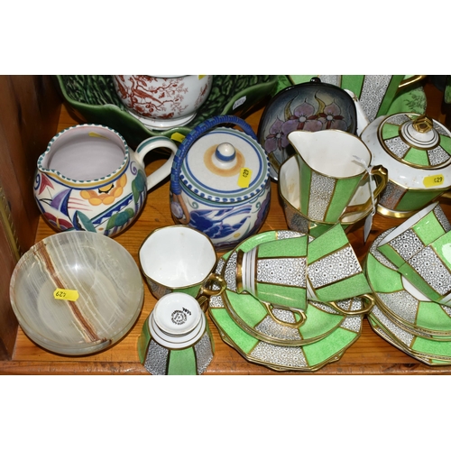 429 - A GROUP OF ROYAL STAFFORD TEAWARE AND POOLE POTTERY, a green, white and gilt art deco design Royal S... 