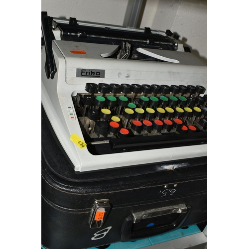 434 - FIVE ROBOTRON 'ERIKA' TYPEWRITERS, mechanical model No.105 made in GDR, with carry cases (5 + 5 case... 