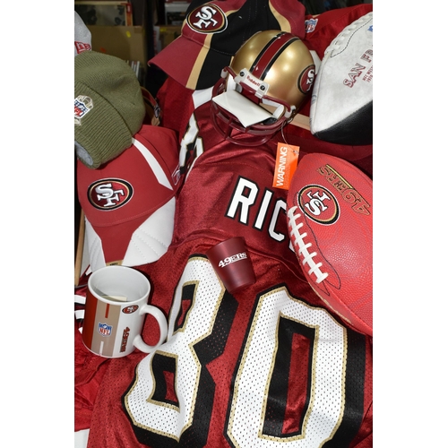 439 - A COLLECTION OF SAN FRANCISCO 49ERS MEMORABILIA, to include replica shirts, large quantity of assort... 