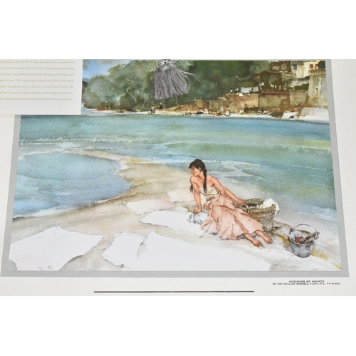 442 - ONE BOX OF 1970'S PRINTS FOR CALENDARS OF  WATER COLOUR PAINTINGS BY SIR WILLIAM RUSSELL FLINT, comp... 