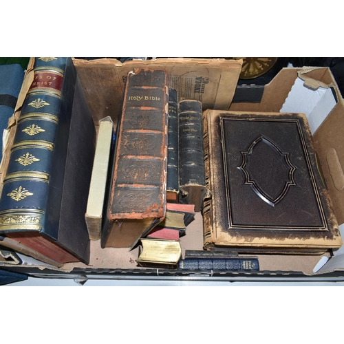 451 - ONE BOX containing antiquarian bibles, prayer-books and other religious works, three early 20th cent... 