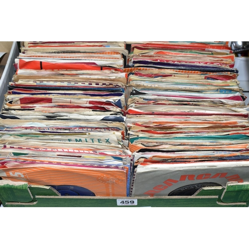 459 - ONE BOX OF SINGLE RECORDS, over two hundred single records, artists include The Rolling Stones, the ... 