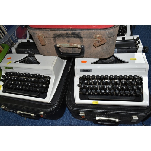 463 - FIVE ROBOTRON 'ERIKA' TYPEWRITERS, mechanical model No.105 made in GDR, with carry cases (5 + 5 case... 