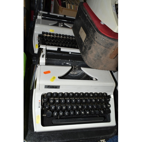 463 - FIVE ROBOTRON 'ERIKA' TYPEWRITERS, mechanical model No.105 made in GDR, with carry cases (5 + 5 case... 