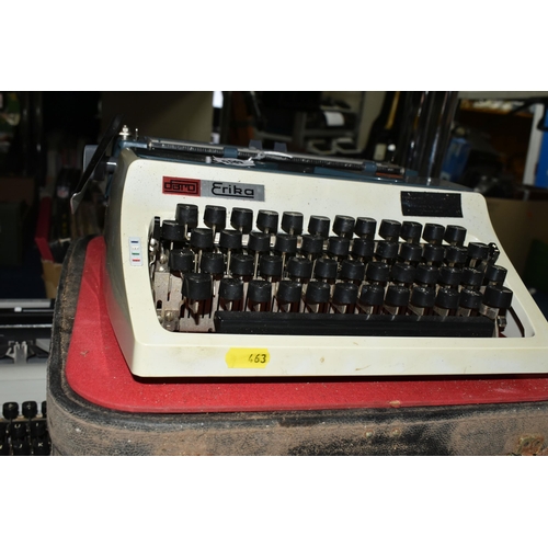 463 - FIVE ROBOTRON 'ERIKA' TYPEWRITERS, mechanical model No.105 made in GDR, with carry cases (5 + 5 case... 