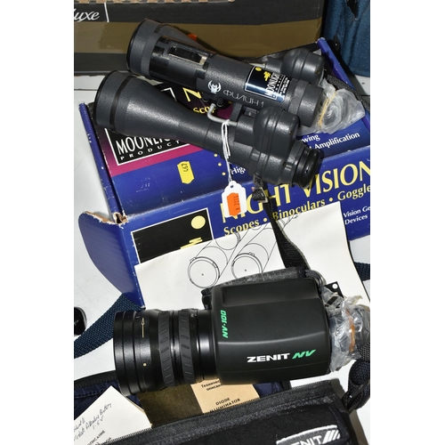 467 - A BOXED PAIR OF NIGHT VISION BINOCULARS AND A ZENIT DIODE ILLUMINATOR, comprising a 'Moonlight Produ... 