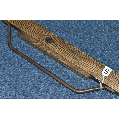 472 - A BRITISH RAILWAYS WOODEN TRACK GAUGING TOOL, with steel handle, inset spirit level cant measure by ... 