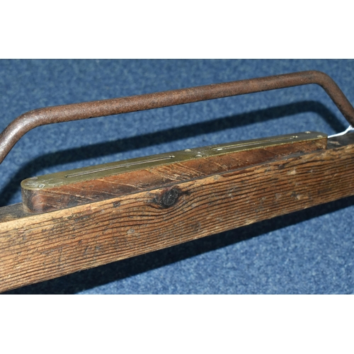 472 - A BRITISH RAILWAYS WOODEN TRACK GAUGING TOOL, with steel handle, inset spirit level cant measure by ... 