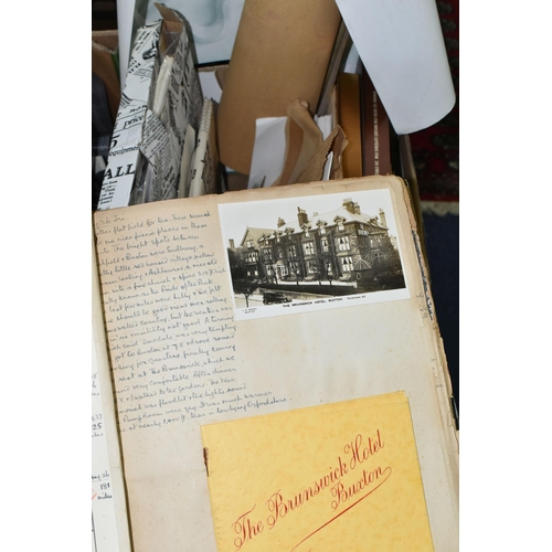 479 - ONE BOX OF EPHEMERA to include a scrapbook detailing an individual's tour of Scotland in 1938 and fe... 