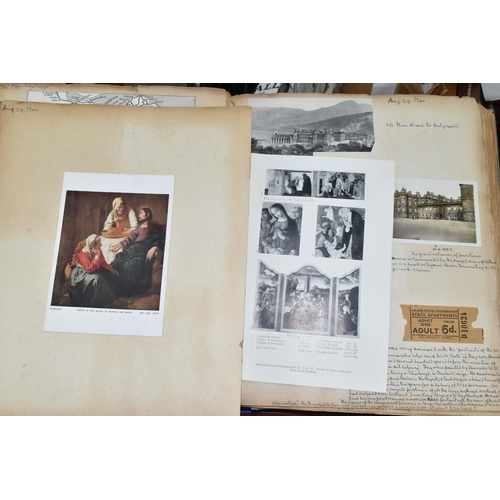 479 - ONE BOX OF EPHEMERA to include a scrapbook detailing an individual's tour of Scotland in 1938 and fe... 