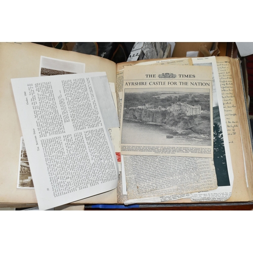 479 - ONE BOX OF EPHEMERA to include a scrapbook detailing an individual's tour of Scotland in 1938 and fe... 