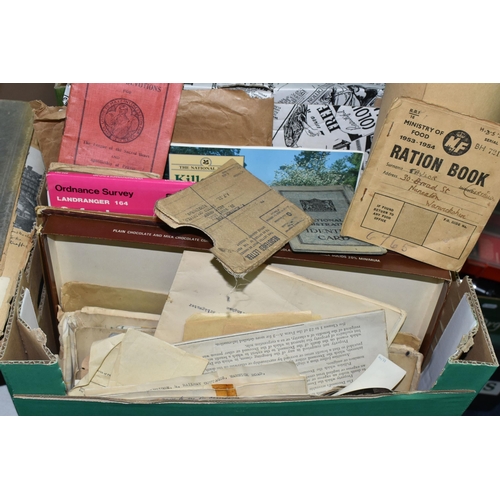 479 - ONE BOX OF EPHEMERA to include a scrapbook detailing an individual's tour of Scotland in 1938 and fe... 