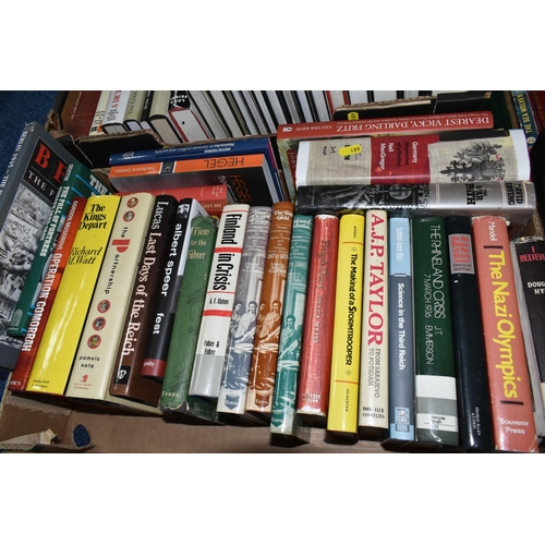 489 - THREE BOXES OF BOOKS containing approximately seventy-five titles in hardback and paperback formats,... 