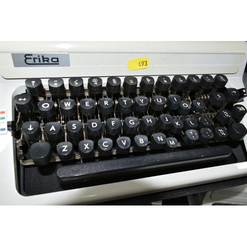 493 - FIVE ROBOTRON 'ERIKA' TYPEWRITERS, mechanical model No.105 made in GDR, with carry cases (5 + 5 case... 