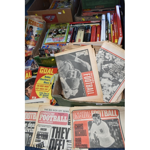 494 - FIVE BOXES OF FOOTBALL MAGAZINES & BOOKS containing a large collection of Goal from the 1960s - 1970... 