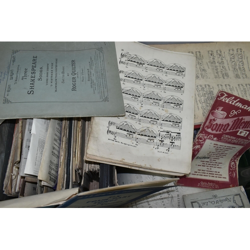 506 - TWO BOXES OF SHEET MUSIC AND MUSIC BOOKS, mostly appearing early to mid-twentieth century, with poss... 