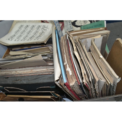 506 - TWO BOXES OF SHEET MUSIC AND MUSIC BOOKS, mostly appearing early to mid-twentieth century, with poss... 