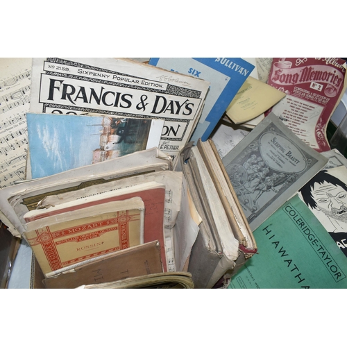 506 - TWO BOXES OF SHEET MUSIC AND MUSIC BOOKS, mostly appearing early to mid-twentieth century, with poss... 