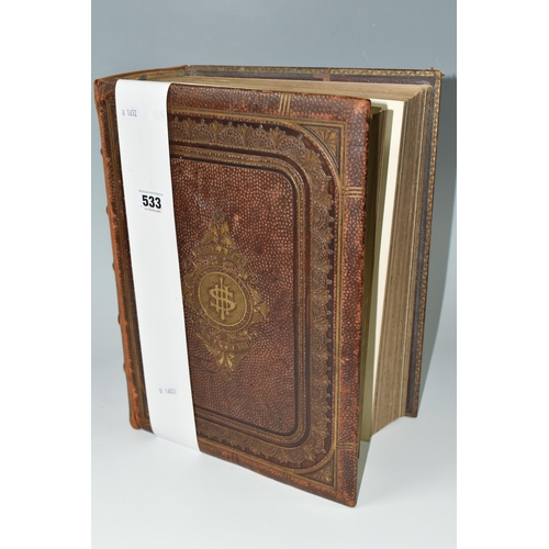 533 - A Large Leather Bound BIBLE being The Authorised Version Of The Holy Bible With Commentary The Royal... 