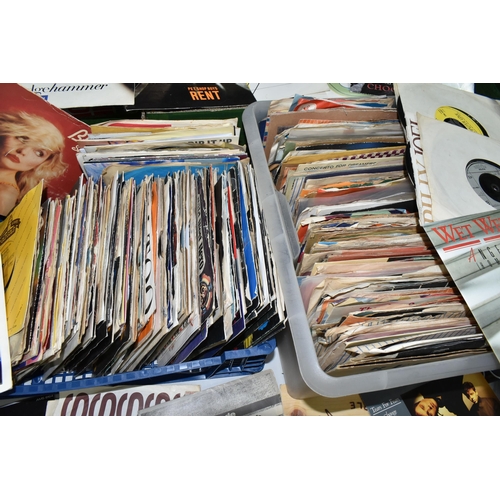 546 - TWO BOXES OF SINGLES RECORDS, approximately two hundred and fifty to three hundred singles, by artis... 