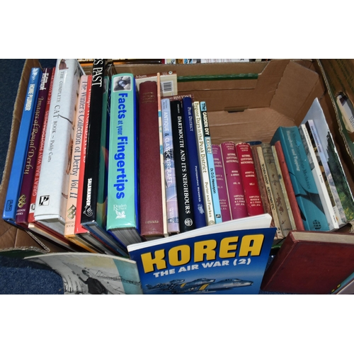 548 - FIVE BOXES OF BOOKS containing over 140 miscellaneous titles in hardback and paperback formats, subj... 