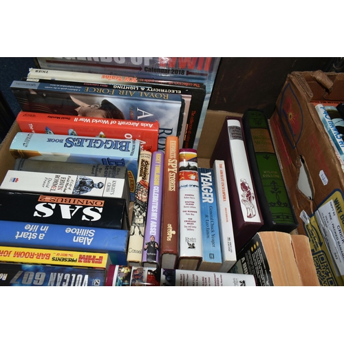 548 - FIVE BOXES OF BOOKS containing over 140 miscellaneous titles in hardback and paperback formats, subj... 