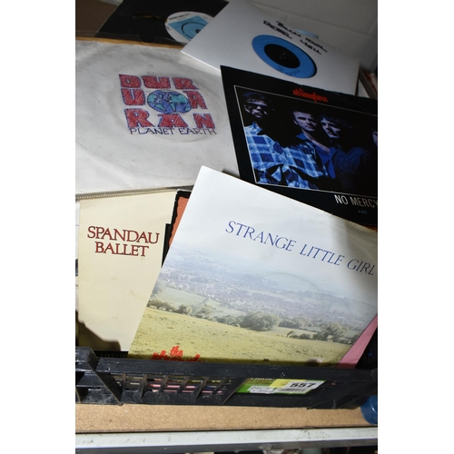 557 - TWO BOXES OF SINGLE RECORDS, over three hundred records dating from 1960s, 1970s and 1980s, artists ... 