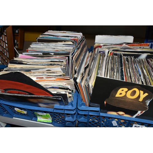 564 - TWO BOXES OF SINGLE RECORDS, approximately three hundred single, 1960s, 1970s and 1980s, artists inc... 