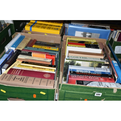 585 - FOUR BOXES OF BOOKS containing over eighty miscellaneous titles, mostly in hardback format, the majo... 