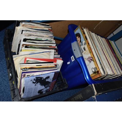 588 - TWO BOXES AND LOOSE RECORDS, to include approximately one hundred and twenty singles by artists incl... 