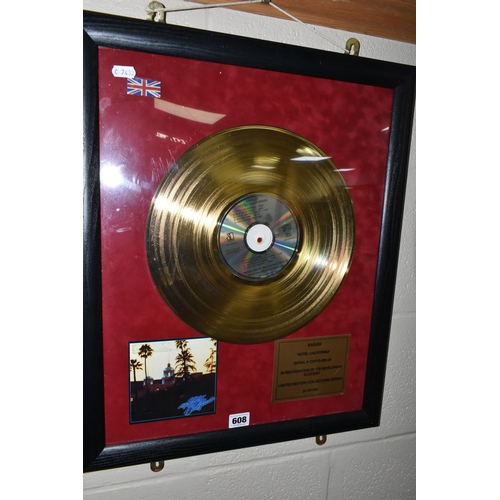 608 - MADONNA 'TRUE BLUE' LIMITED EDITION GOLD DISC, plaque reads 'In recognition of its worldwide success... 