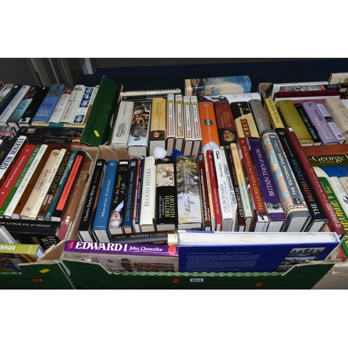 614 - SIX BOXES OF BOOKS containing approximately 140 miscellaneous titles, mostly in hardback format on t... 