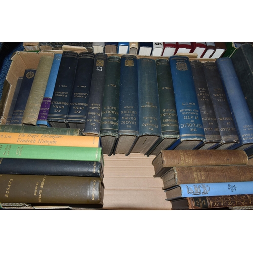 615 - SIX BOXES OF BOOKS containing approximately 130 miscellaneous titles in hardback format, including m... 