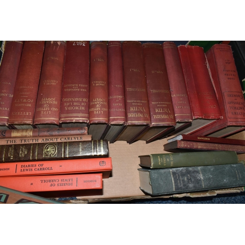 615 - SIX BOXES OF BOOKS containing approximately 130 miscellaneous titles in hardback format, including m... 